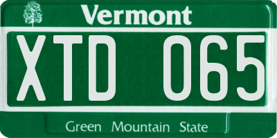 VT license plate XTD065