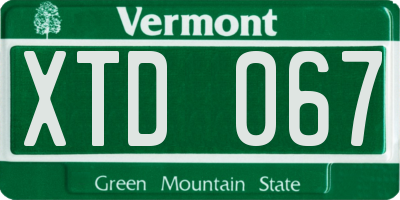 VT license plate XTD067