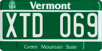 VT license plate XTD069