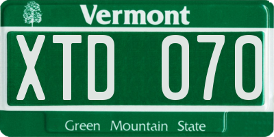 VT license plate XTD070