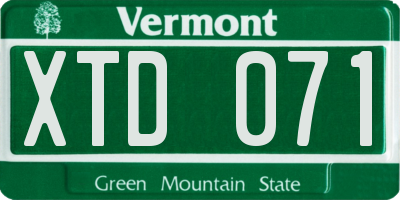 VT license plate XTD071