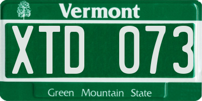 VT license plate XTD073