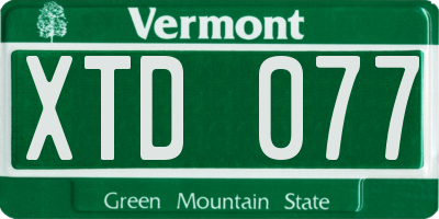 VT license plate XTD077
