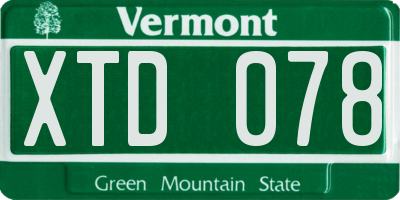VT license plate XTD078