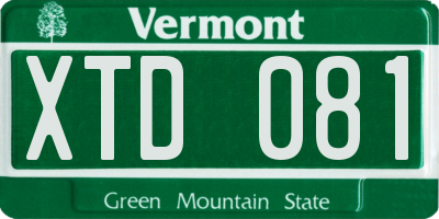 VT license plate XTD081
