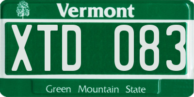 VT license plate XTD083