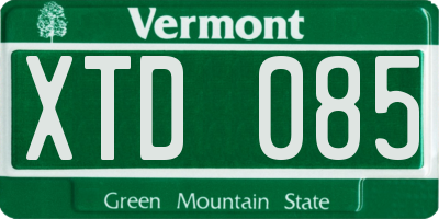 VT license plate XTD085