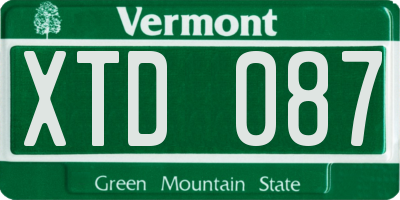 VT license plate XTD087