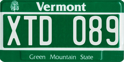 VT license plate XTD089