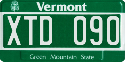 VT license plate XTD090