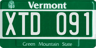 VT license plate XTD091