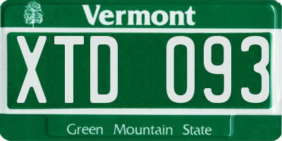 VT license plate XTD093