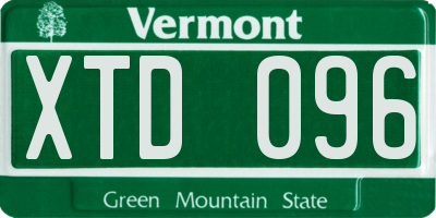 VT license plate XTD096