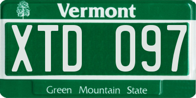 VT license plate XTD097