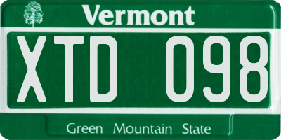 VT license plate XTD098
