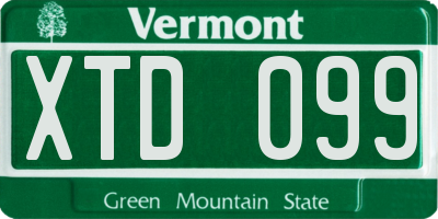 VT license plate XTD099