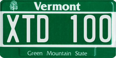 VT license plate XTD100