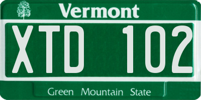 VT license plate XTD102