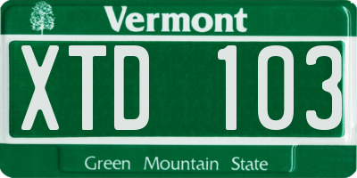 VT license plate XTD103