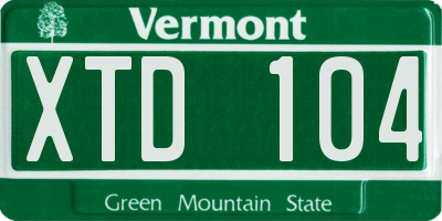 VT license plate XTD104
