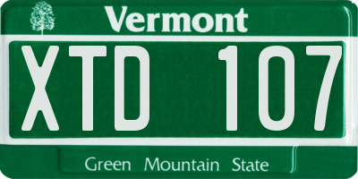 VT license plate XTD107