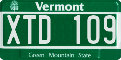 VT license plate XTD109