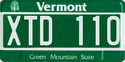 VT license plate XTD110