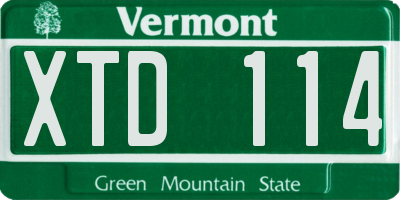 VT license plate XTD114