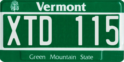 VT license plate XTD115