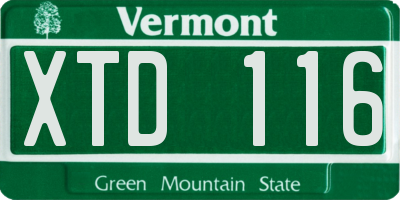VT license plate XTD116