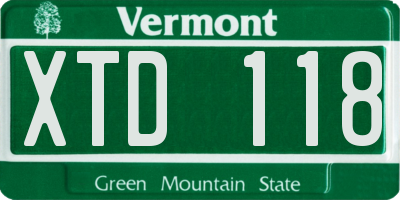 VT license plate XTD118