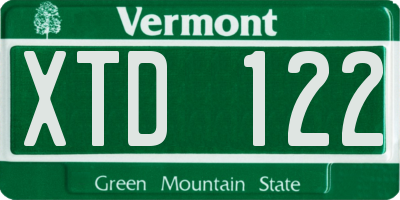 VT license plate XTD122