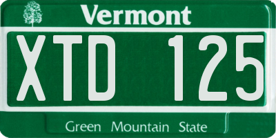 VT license plate XTD125