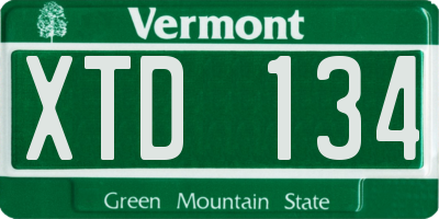 VT license plate XTD134