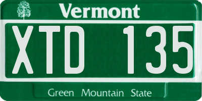 VT license plate XTD135