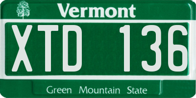 VT license plate XTD136