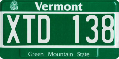 VT license plate XTD138