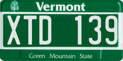 VT license plate XTD139
