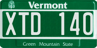 VT license plate XTD140