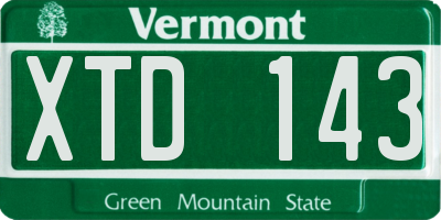 VT license plate XTD143