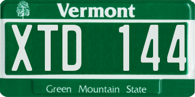VT license plate XTD144