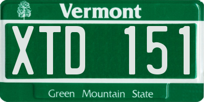 VT license plate XTD151