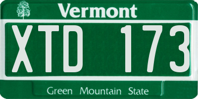 VT license plate XTD173