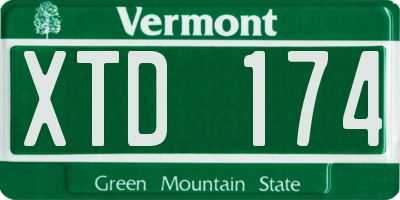 VT license plate XTD174