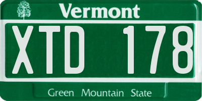 VT license plate XTD178