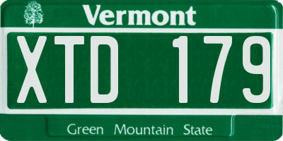 VT license plate XTD179