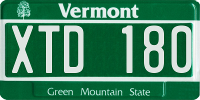 VT license plate XTD180