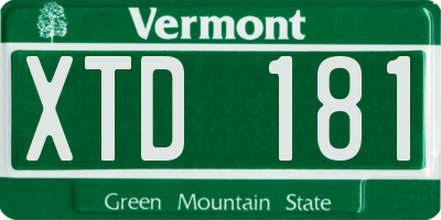 VT license plate XTD181