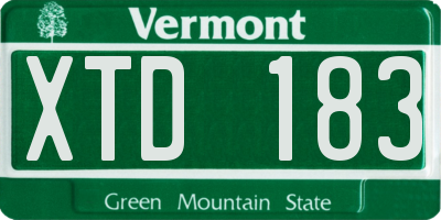 VT license plate XTD183