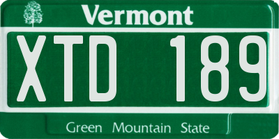VT license plate XTD189